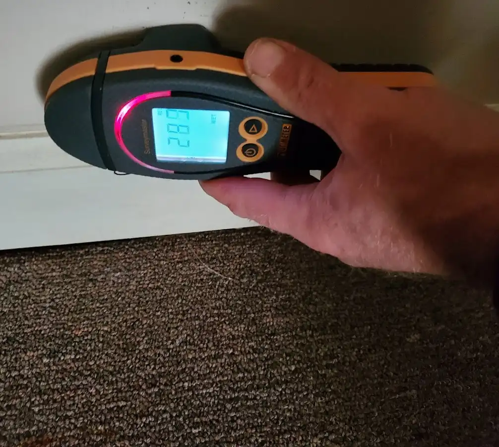 Moisture detection at baseboard during Burst Pipe Cleanup in Bridgewater